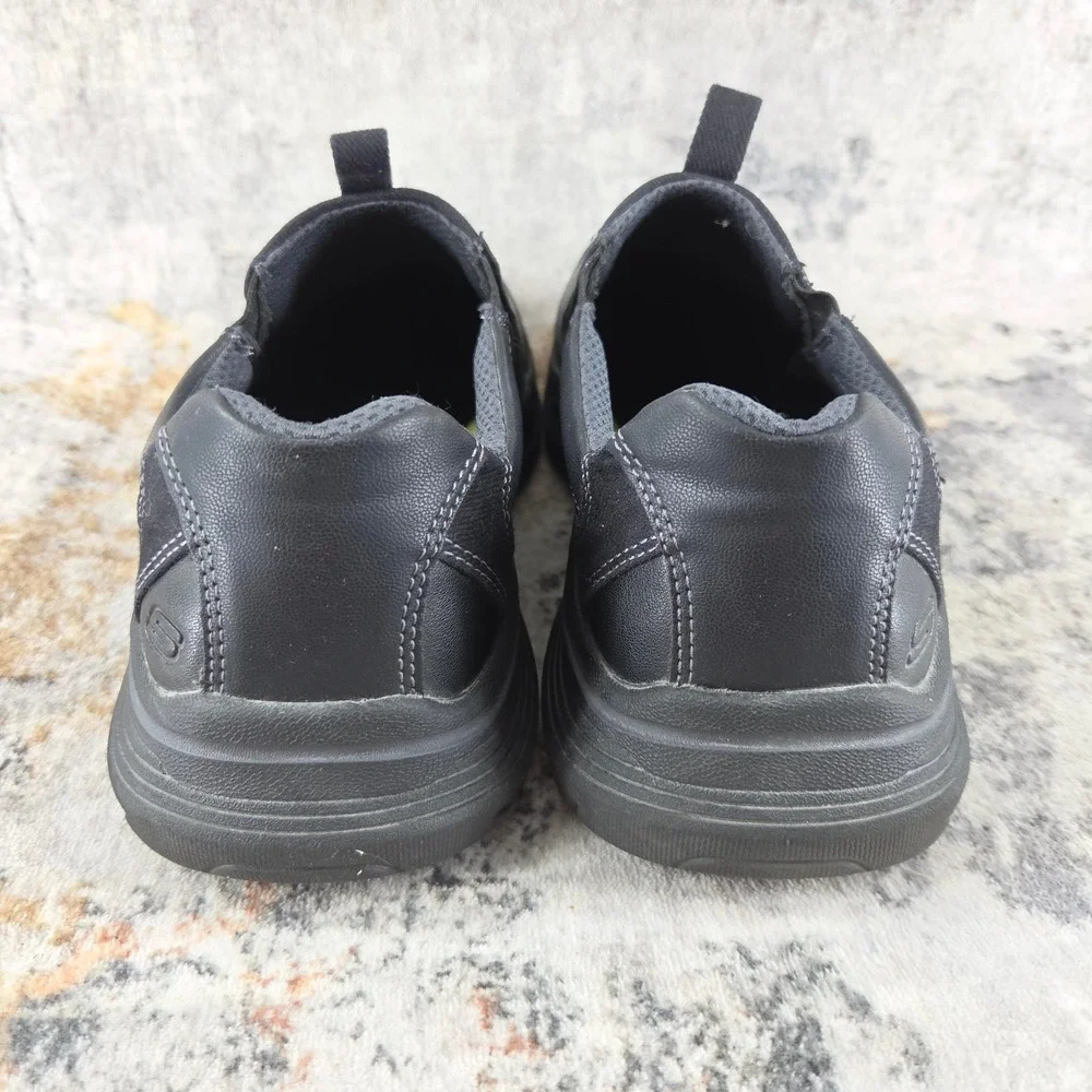 Skechers Expended Margo Slip On Shoes Men 8 Black Leather Comfort Dad Orthopedic